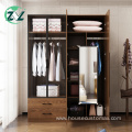 Wooden Clothes Cabinet Wardrobe Set With Glass Door